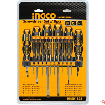 JEU DE 8 TOURNEVIS ET 10 TOURNEVIS DE PRECISION - INGCO