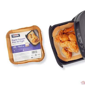 IGOR 20 PAPIER CUISSON POUR AIR FRYER CARRE 17X17 CM