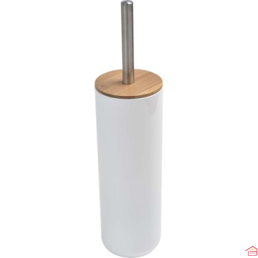 BROSSE WC PS BLANC COUVERCLE ET BAMBOU