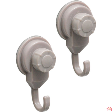 SET DE 2 CROCHETS POLYPROPYLENE SUR VENTOUSES -  TAUPE