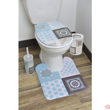 TAPIS CONTOUR WC MICROFIB IMPRIME 45 X 50 CM FAIENCE