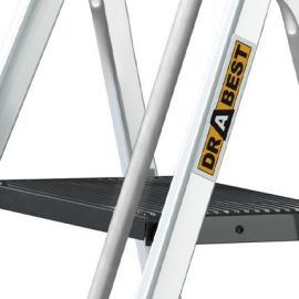 ÉCHELLE PROFESSIONNELLE EN ALUMINIUM AVEC RAMPES ET PLATEFORME 5 MARCHES 150 KILOGRAMMES DRABEST