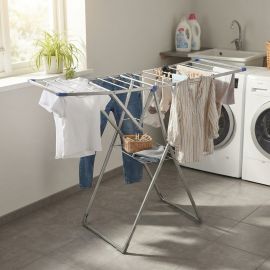 ÉTENDOIR À LINGE PLIABLE EN ACIER INOXYDABLE GRAND MODÈLE À HAUTEUR AJUSTABLE