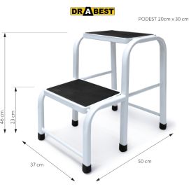MARCHEPIED DOMESTIQUE EN ACIER 2 MARCHES ANTIDÉRAPANTES 150 KILOGRAMMES DRABEST