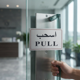 PLAQUE SIGNALÉTIQUE ADHÉSIVE EN ALUMINIUM TIRER POUR PORTE