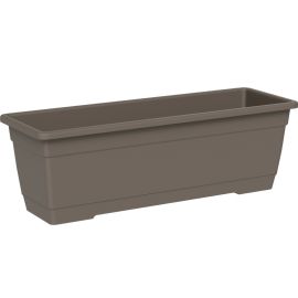 JARDINIÈRE RECTANGULAIRE BIRKA 80 CM SABLE AVEC SOUCOUPE INTÉGRÉE TERA