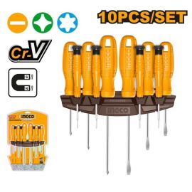 JEU DE 10 TOURNEVIS AVEC TOURNEVIS DE PRÉCISION EN ACIER CHROME VANADIUM INGCO