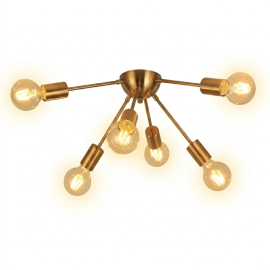 SUSPENSION LUSTRE DESIGN AMYRA EN MÉTAL DORÉ 6 LAMPES DÉCORATIVES