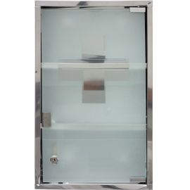 ARMOIRE À PHARMACIE MURALE EN ACIER INOXYDABLE AVEC PORTE EN VERRE TREMPÉ ET SERRURE 30X50X12 CM