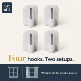 LOT DE 4 SUPPORTS ADHÉSIFS BLANCS POUR TRINGLE À RIDEAUX SANS PERÇAGE