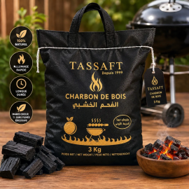 CHARBON DE BOIS EN CHÊNE VERT 3 KILOGRAMMES POUR BARBECUE ET KANOUN TASSAFT