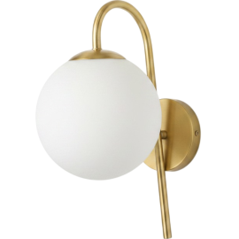 APPLIQUE MURALE LED DORÉE AVEC GLOBE EN VERRE OPALE BLANC 6 W MODÈLE VELA 120 X 900 MM