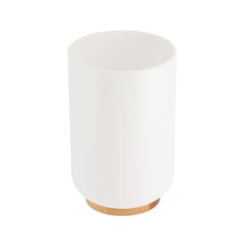 GOBELET EN PLASTIQUE BLANC ET BAMBOU