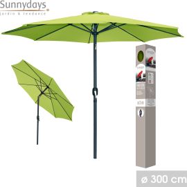 PARASOL INCLINABLE ROND VERT ANIS 3M STRUCTURE ALUMINIUM ET TOILE POLYESTER 200G OUVERTURE À MANIVELLE – VENDU SANS SOCLE