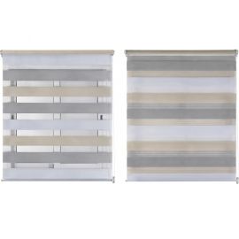 STORE ENROULEUR JOUR ET NUIT SANS PERÇAGE CLIP & FIX TRICOLOR 150 X 180 CM BLANC GRIS BEIGE