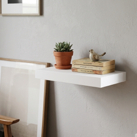 TABLETTE MURALE EN BOIS MDF BLANC À FIXATION INVISIBLE AVEC SUPPORTS ET VIS 300 X 235 X 38 MM