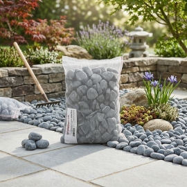 GALETS DÉCORATIFS GRIS GRAND CALIBRE 4/6 EN SAC DE 20 KILOGRAMMES