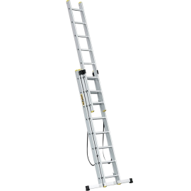 ÉCHELLE MULTIFONCTION PROFESSIONNELLE EN ALUMINIUM 3 X 8 ÉCHELONS AVEC STABILISATEUR 5,05 MÈTRES DRABEST