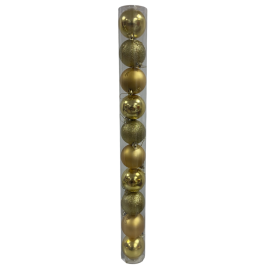 BOÎTE DE 10 BOULES DORÉES DE 6 CM POUR SAPIN