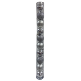 BOÎTE DE 10 BOULES ARGENTÉES DE 6 CM POUR SAPIN