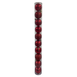 BOÎTE DE 10 BOULES ROUGES DE 6 CM POUR SAPIN