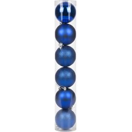 BOÎTE DE 6 BOULES DE SAPIN TURQUOISE DIAMÈTRE 8 CM