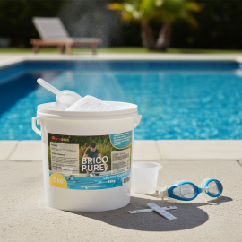 CHLORE EN GALETS POUR PISCINE 250 GR TRAITEMENT ET DÉSINFECTION LENTE SEAU 5 KG BRICOPURE