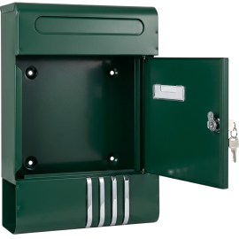 BOÎTE AUX LETTRES MURALE VERROUILLABLE EN ALUMINIUM VERT STYLE VINTAGE RÉSISTANTE AUX INTEMPÉRIES 205X65X291 MM