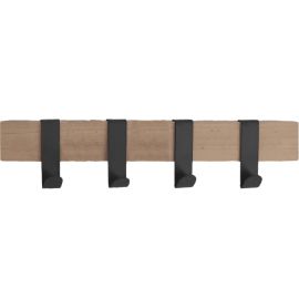 PATÈRE VIRGILE EN BOIS AVEC 4 CROCHETS EN FER NOIR 51X11X5 CM