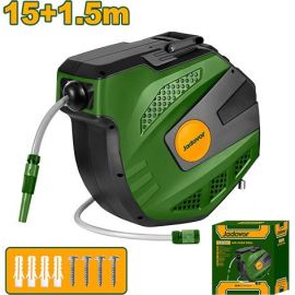 ENROULEUR AUTOMATIQUE DE TUYAU D’ARROSAGE 15 MÈTRES AVEC TUYAU PVC 1/2 POUCE JADEVER