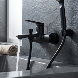 MITIGEUR DE BAIGNOIRE ET DOUCHE NOIR MAT DESIGN MODERNE SÉRIE LILA MOMALI