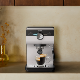 CAFETIÈRE EXPRESSO KRUPS AUTHENTIC S&P GRIS 15 BARS AVEC BUSE VAPEUR ET RÉSERVOIR 2L