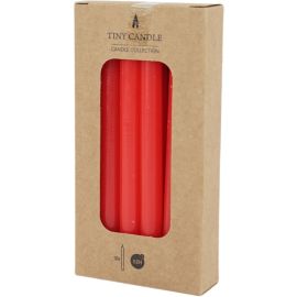 LOT DE 12 BOUGIES LONGUES TINY EN CIRE ROUGE 14 CM