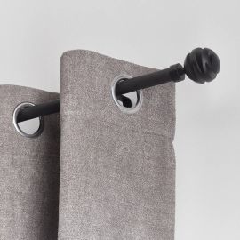 KIT DE TRINGLE À RIDEAUX EXTENSIBLE 210 À 380 CM DIAMÈTRE 19 MM AVEC EMBOUTS VILLALOUISE NOIR MAT EN FER FORGÉ