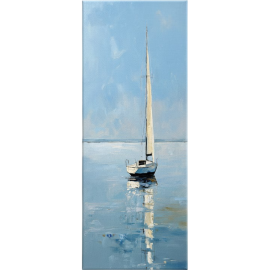 TABLEAU BATEAU SUR TOILE ARTISTIQUE DELUXE AVEC FINITIONS HANDMADE L40 X H120 CM
