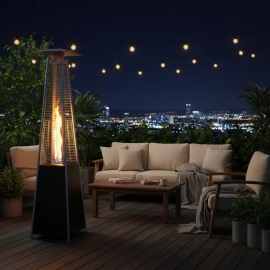 CHAUFFE TERRASSE PYRAMIDE NOIR GAZ PROPANE ET BUTANE 13KW HAUTEUR 227 CM