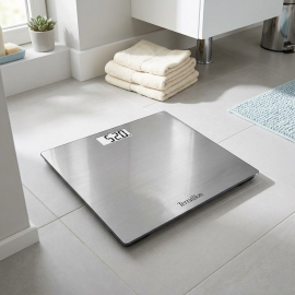 PÈSE PERSONNE ÉLECTRONIQUE EN VERRE ET ACIER INOXYDABLE TERRAILLON INOX TOUCH AVEC ECRAN LCD RÉTROÉCLAIRÉ 180 KG