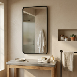 MIROIR RECTANGULAIRE DÉCORATIF 100 X 40 CENTIMÈTRES CADRE NOIR