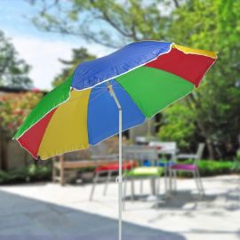 PARASOL DE PLAGE INCLINABLE MULTICOLORE DIAMÈTRE 180 CENTIMÈTRES AVEC SAC DE TRANSPORT