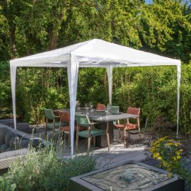 TONNELLE DE JARDIN 3X3 MÈTRES BLANCHE AVEC STRUCTURE EN ACIER ET TOILE POLYESTER
