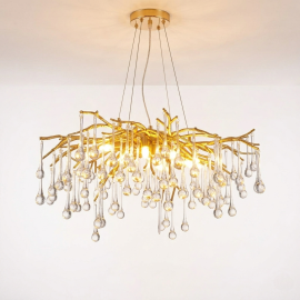 SUSPENSION LUSTRE DESIGN EN ALUMINIUM ET CRISTAL DOUILLE G9 220 VOLTS