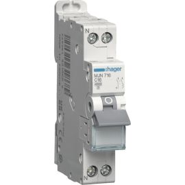 DISJONCTEUR 1 PÔLE + NEUTRE 16A COURBE C 4,5KA 230V HAGER MJ716