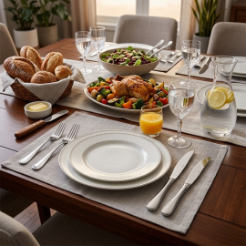 SÉRIE DE 3 COUTEAUX DE TABLE LENON EN ACIER INOXYDABLE QUALITÉ ALIMENTAIRE FINITION POLI-MIROIR