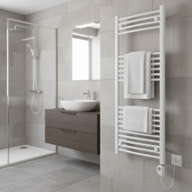 SÈCHE-SERVIETTE ÉLECTRIQUE UNO 1170X500 BLANC EN ACIER AVEC PROTECTION IP44