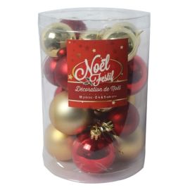 BOULES DE NOËL ROUGE ET OR 4 CM ET 5 CM 18 PIÈCES