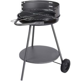 BARBECUE AU CHARBON DE BOIS EN ACIER ÉMAILLÉ ROND ODESSA AVEC GRILLE RÉGLABLE ET ROULETTES 40X70 CM