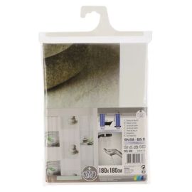 RIDEAU DE DOUCHE BLANC DUNE 180 CM AVEC 12 ANNEAUX