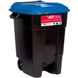 POUBELLE BLEUE 100 LITRES EN POLYPROPYLÈNE AVEC POIGNÉES