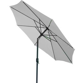 PARASOL INCLINABLE ROND GRIS CLAIR 300 CM STRUCTURE ALUMINIUM ET TOILE POLYESTER 200 G OUVERTURE À MANIVELLE – VENDU SANS SOCLE