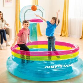 TRAMPOLINE GONFLABLE POUR ENFANTS AVEC PANIER DE BASKET INTÉGRÉ ET BALLON DE JEU 196 X 180 X 152 CENTIMÈTRES